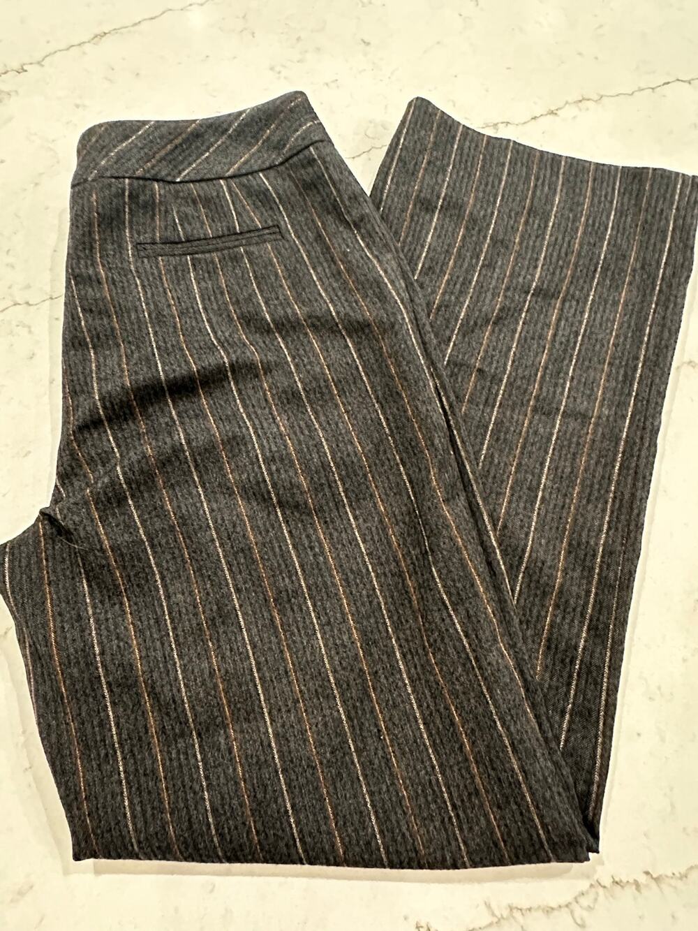Talbots Womens 10 Wool Blend Pinstripe Herringbone Trouser Pants Stretch Career